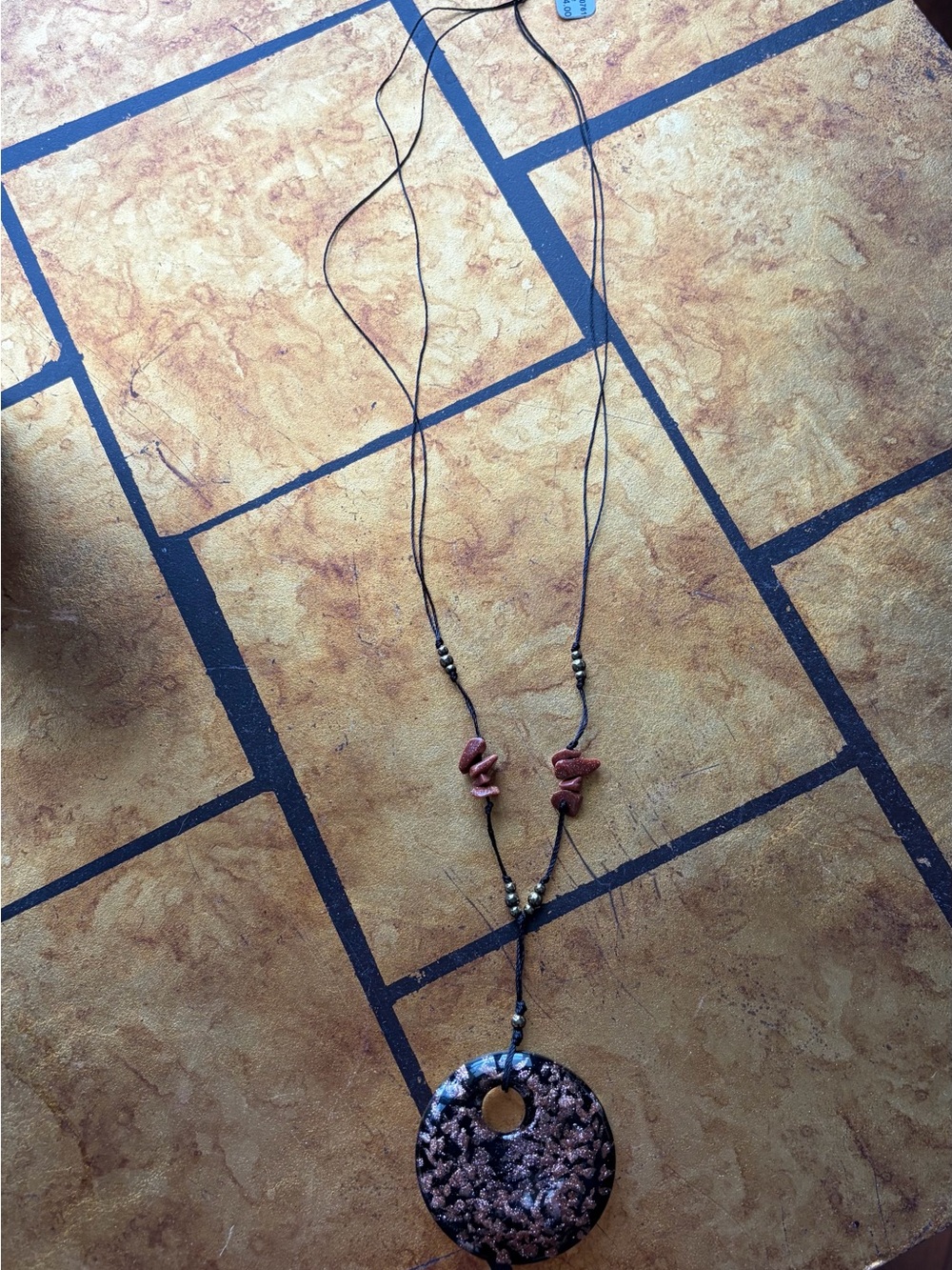 Long Boho Brown Stone Pendant Necklace